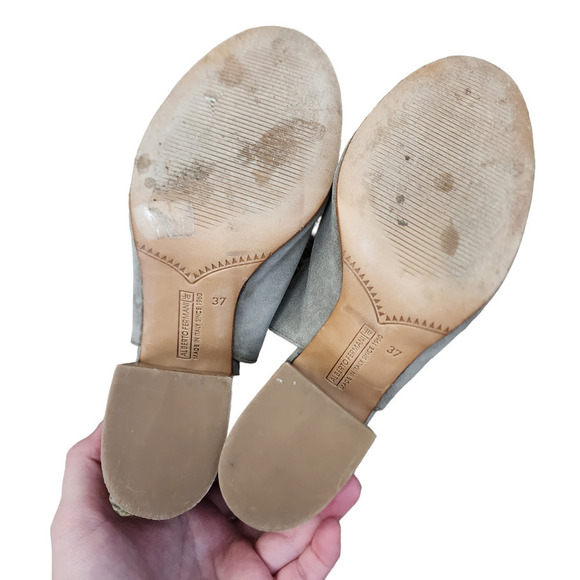 Alberto Fermani US Size 6.5 EU Size 37 Suede Open Toe Heels - Picture 7 of 8